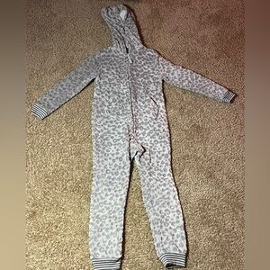Kids Grey Pajama Onesie with Hoodie.